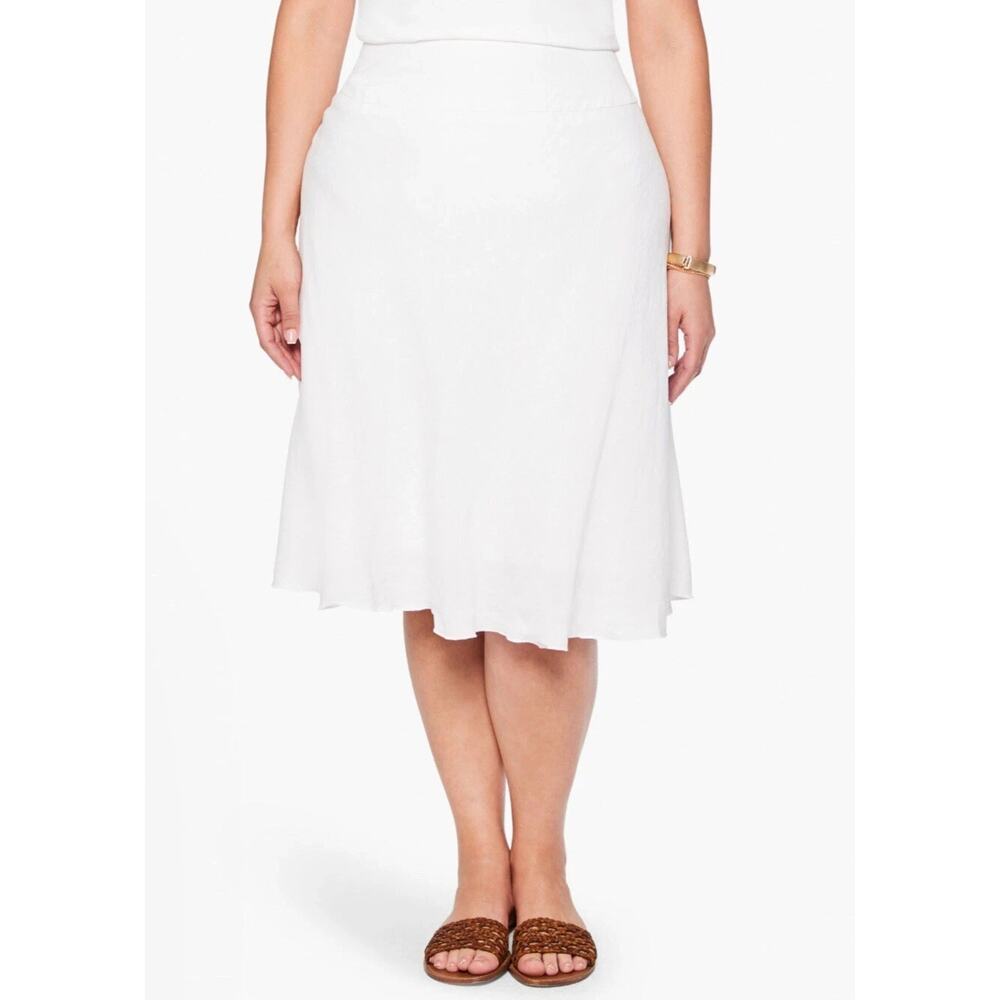 Nic + Zoe Skirt Sz 20W Summer Fling White Linen Blend A-line Swing Lined Knee